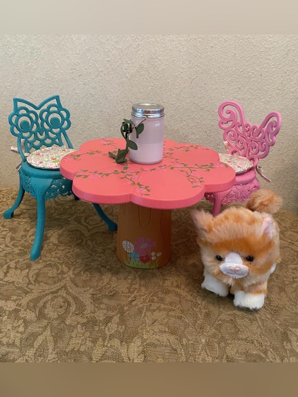 American Girl Wellie Wisher Garden Party Set With Tabby Cat